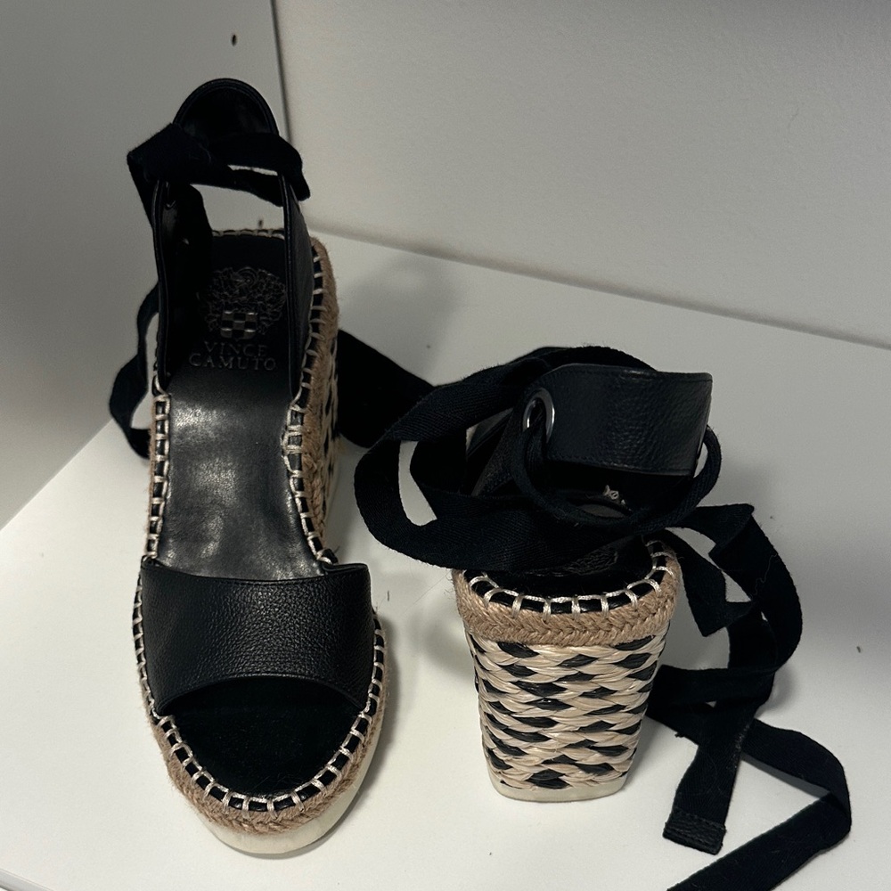 Vince Camuto Black Espadrille Wedges
